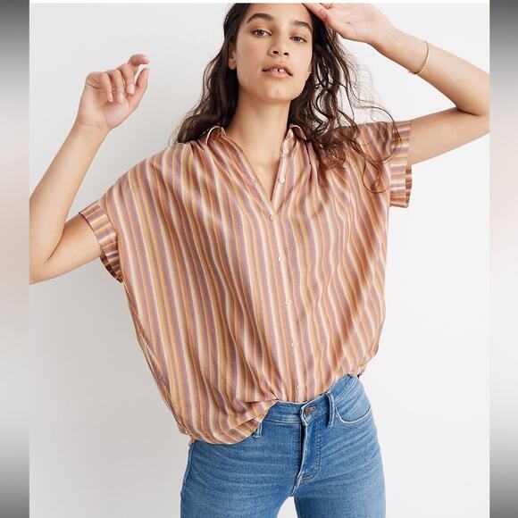 Madewell | Central Shirt in Rainbow Stripe Size S - Picture 1 of 11
